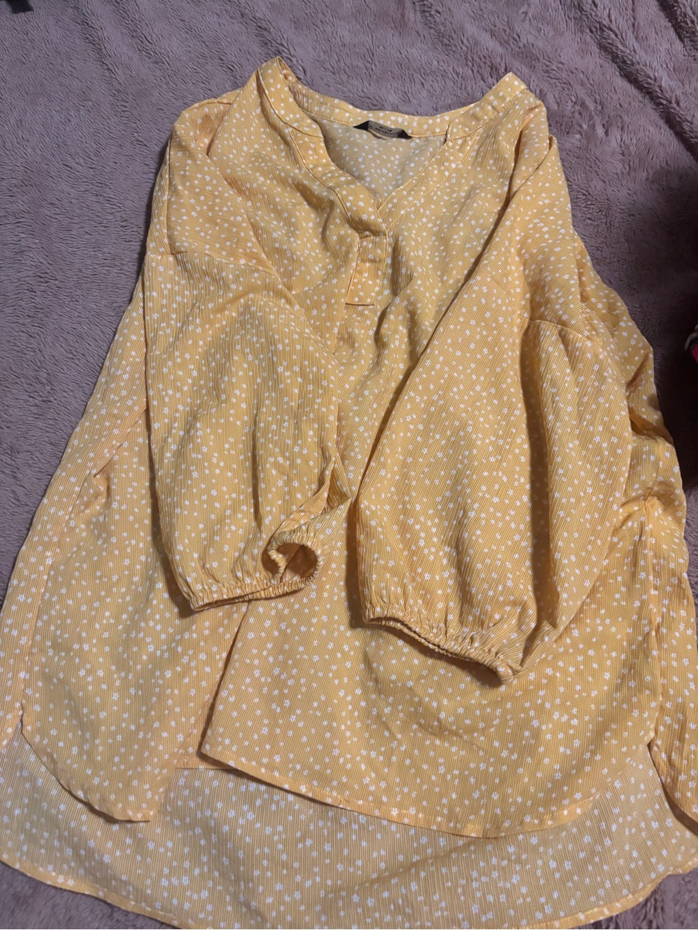 Denver Hayes Yellow Micro-Dot Peasant Top